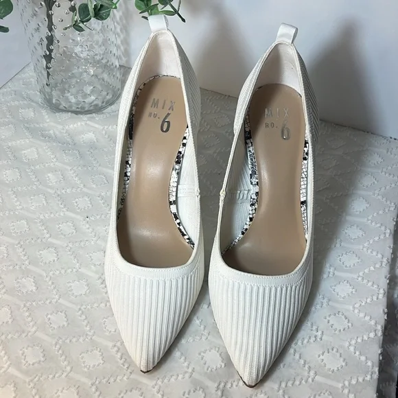 Mix No. 6 White Stretch Knit/Webbing Women Size 9 1/2 - Picture 2 of 6